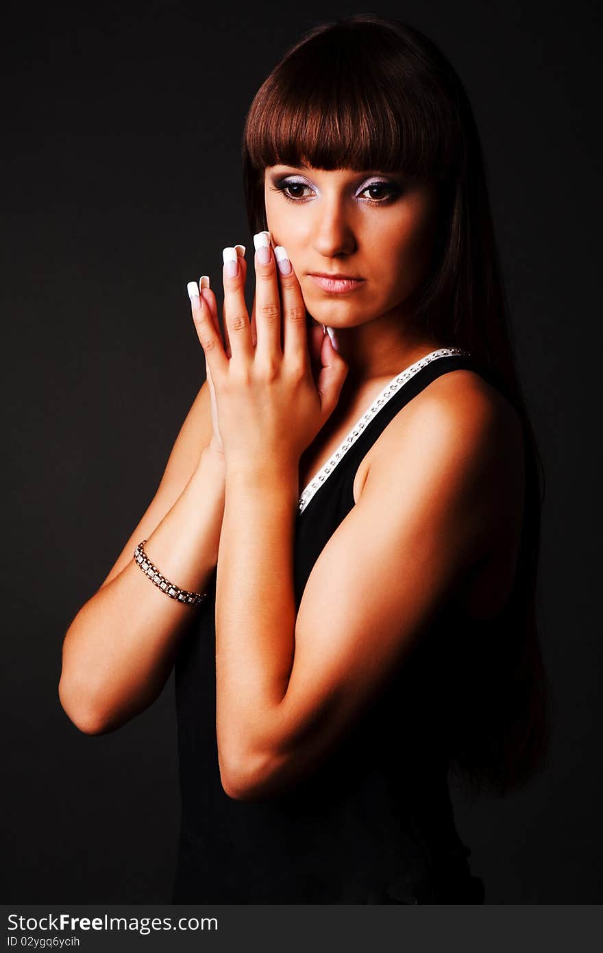 Modest attractive woman in black dress