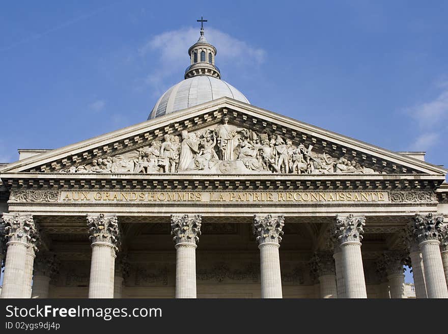 The columns of the Pantheon in Paris France