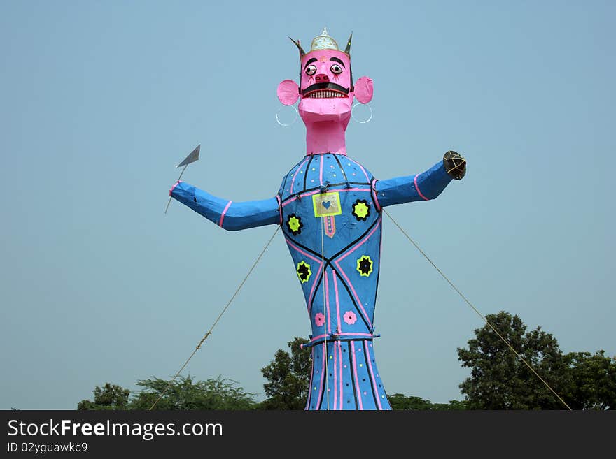 Meghnath effigy for dussehra festival in India. Meghnath effigy for dussehra festival in India