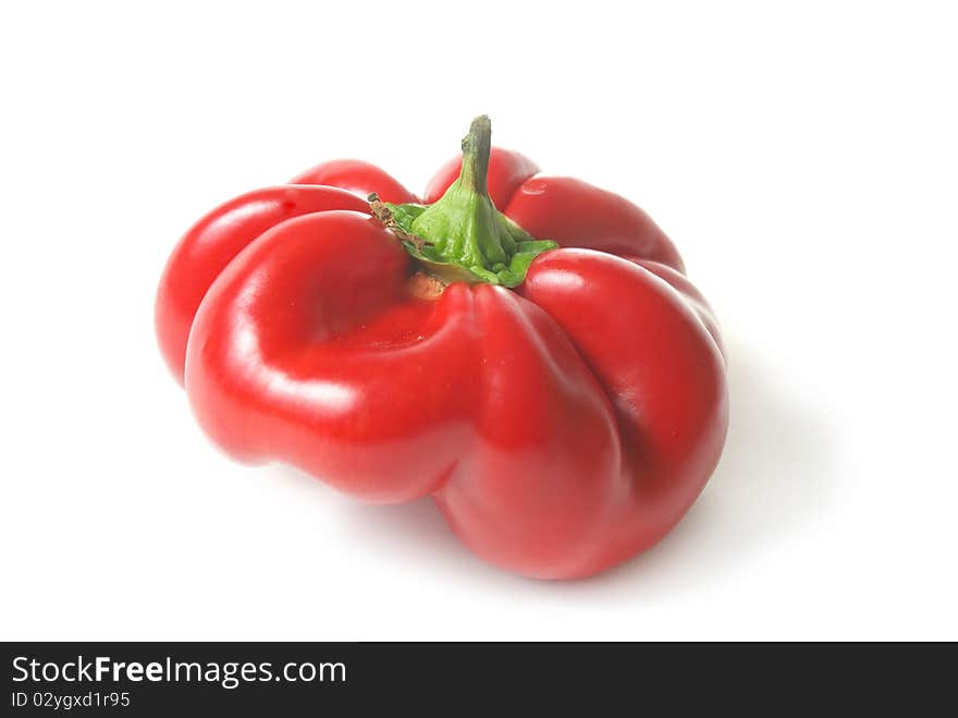 Bulgarian Red pepper over white. Bulgarian Red pepper over white