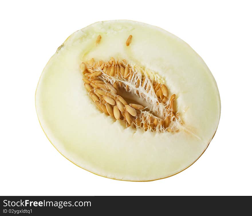 Yellow melon isolated white background