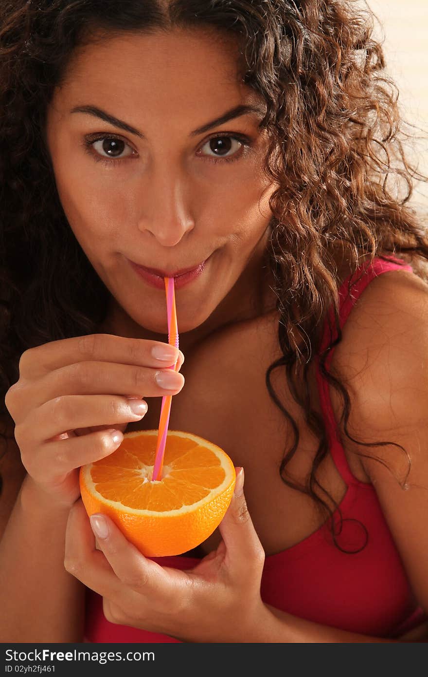 Woman With Fresh Orange Juice