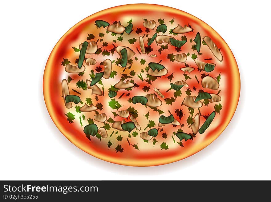 Illustration of yummy pizza on isolated background