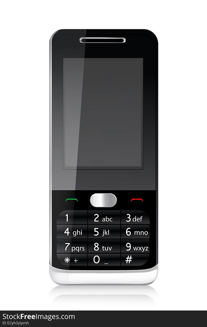 Illustration of mobile phone with isolated white background