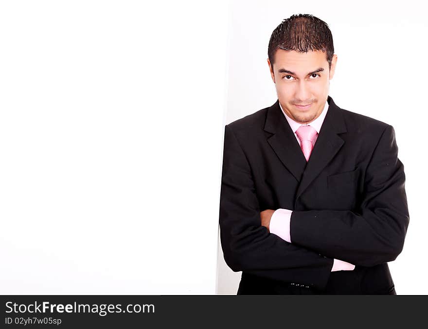 Young business man looking at camera, Copy space to insert text or design. Young business man looking at camera, Copy space to insert text or design