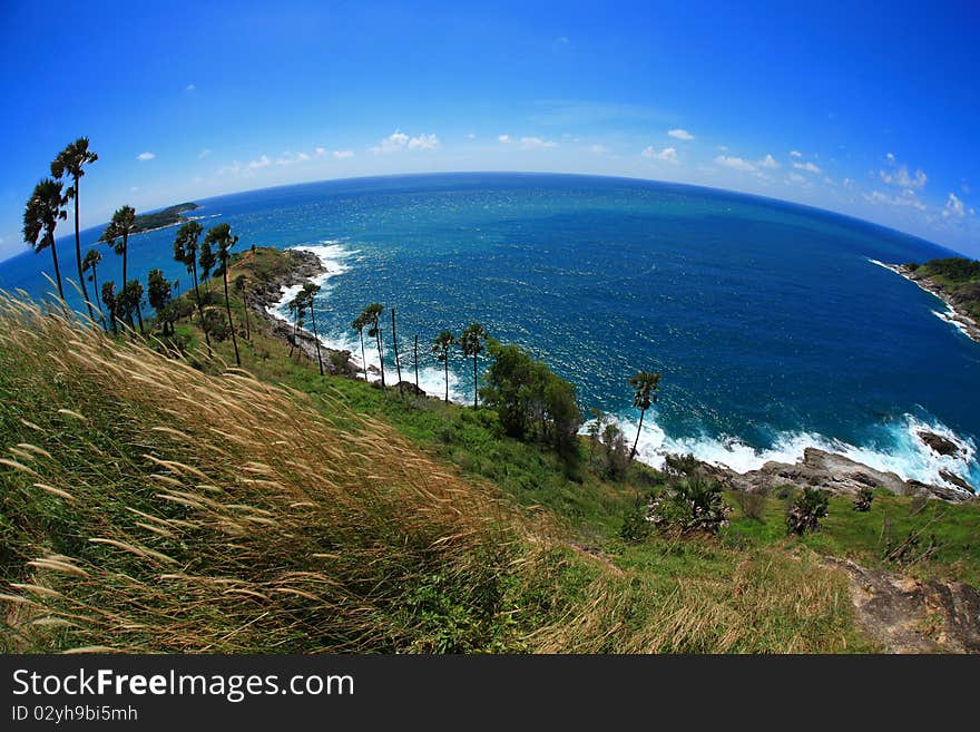 Little island with clear blue sky Phuket, Thailand