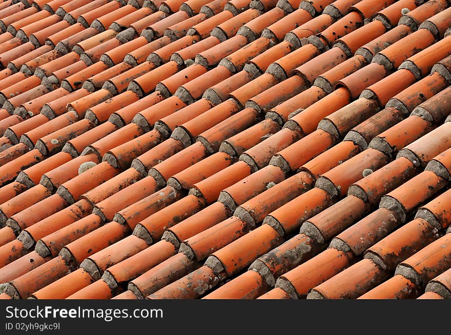 Mediterranean traditional roof tiles texture