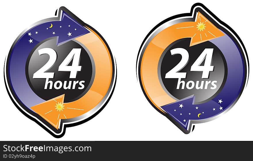 Twenty four hours sign on white background