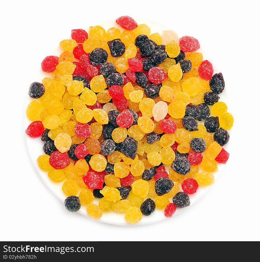 Colourful sweet candies isolated on the white background