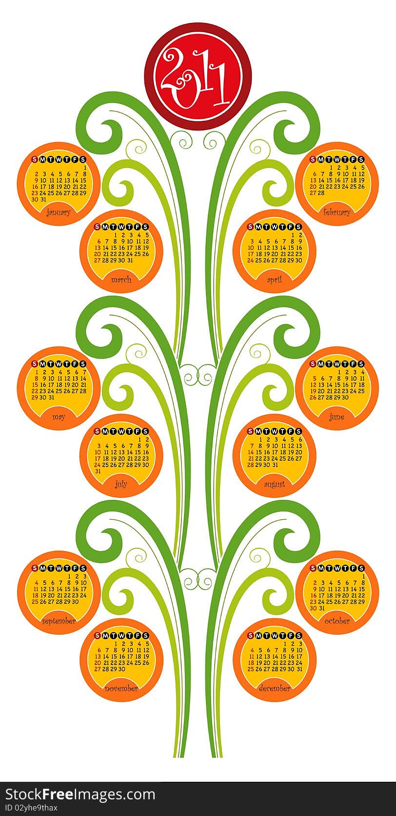 Vertical Decorative Calendar For 2011