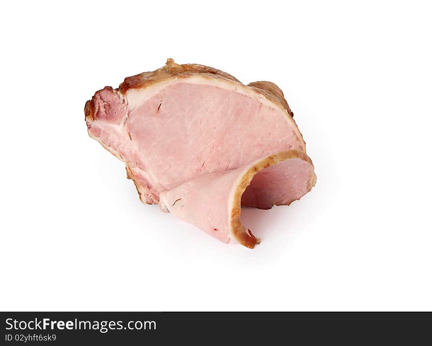 A piece of fresh sliced brisket isolated on white background with clipping path. A piece of fresh sliced brisket isolated on white background with clipping path