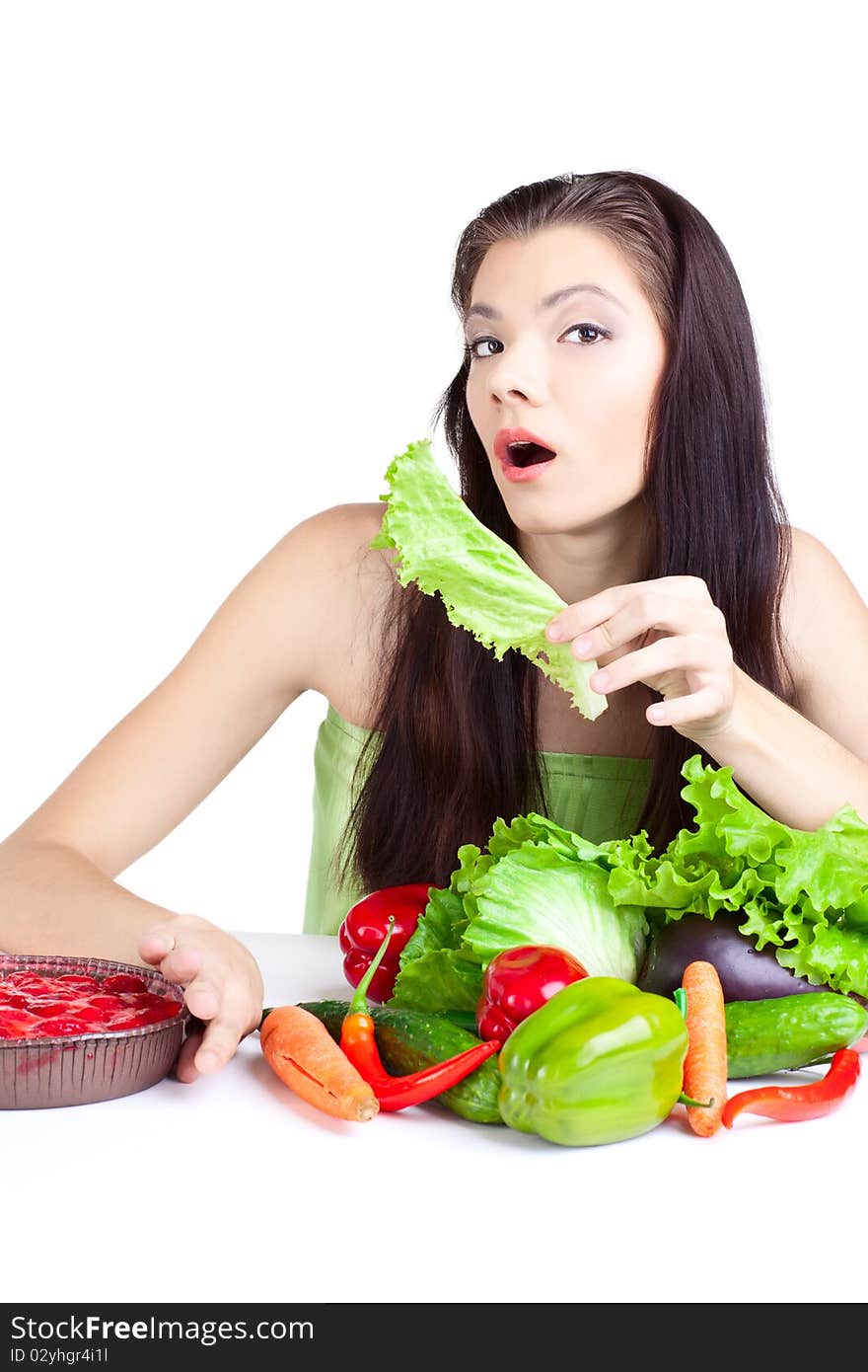 Young girl with  vegetables