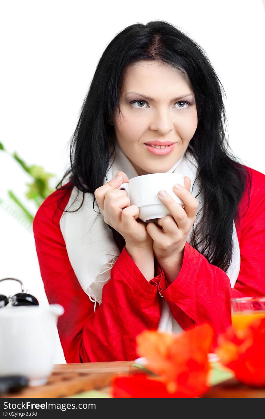 Beautiful Woman  In Cafe