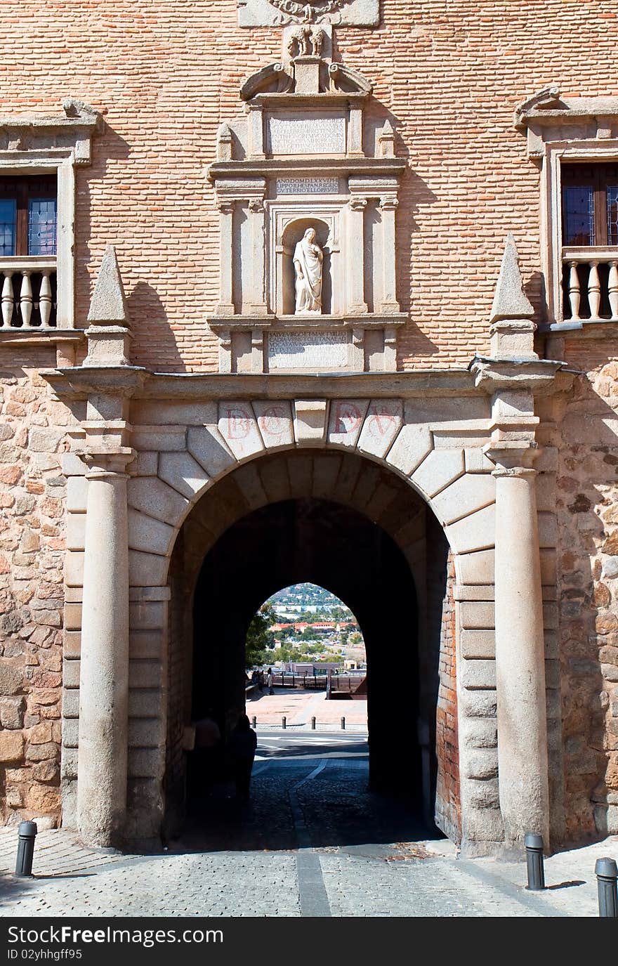 Gate On Square Plaza De San Martin, Toledo, Spain.