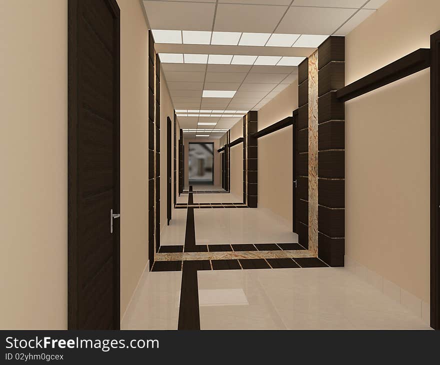 Empty Hallway In Modern Building