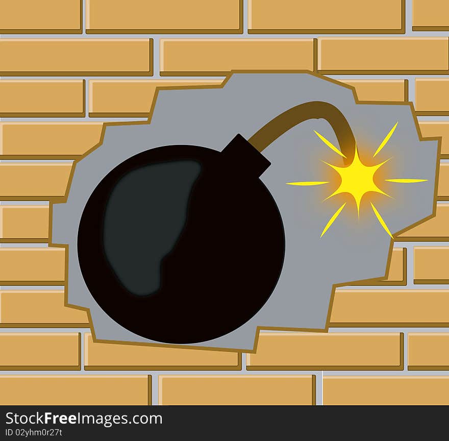 Bomb In Wall From Brick