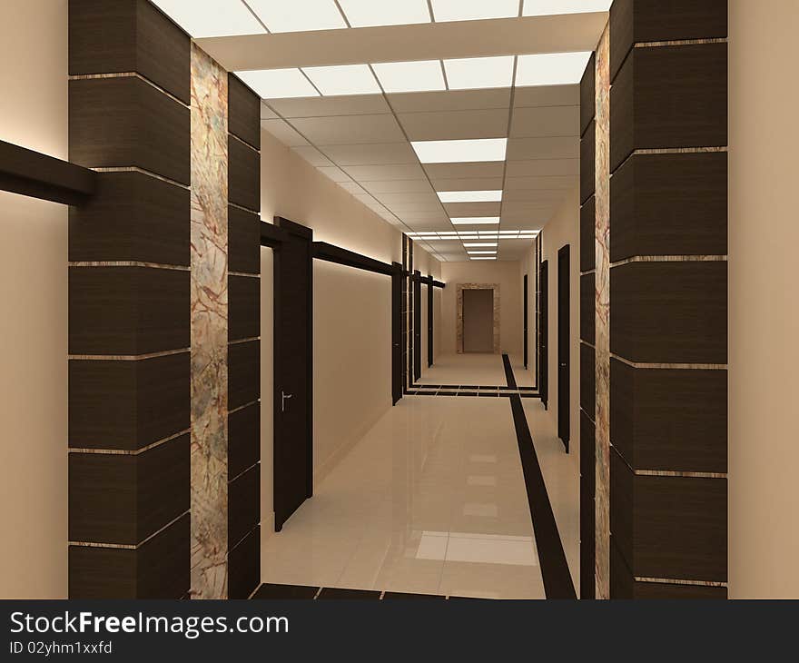 Empty marble corridor in modern office building. Empty marble corridor in modern office building