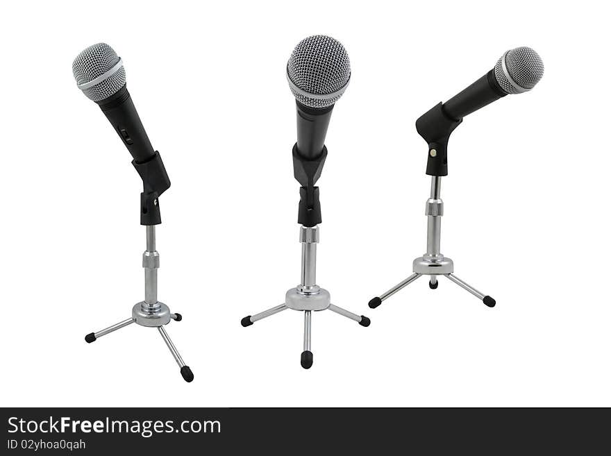 The image of microphone from different viewpoints under the white background