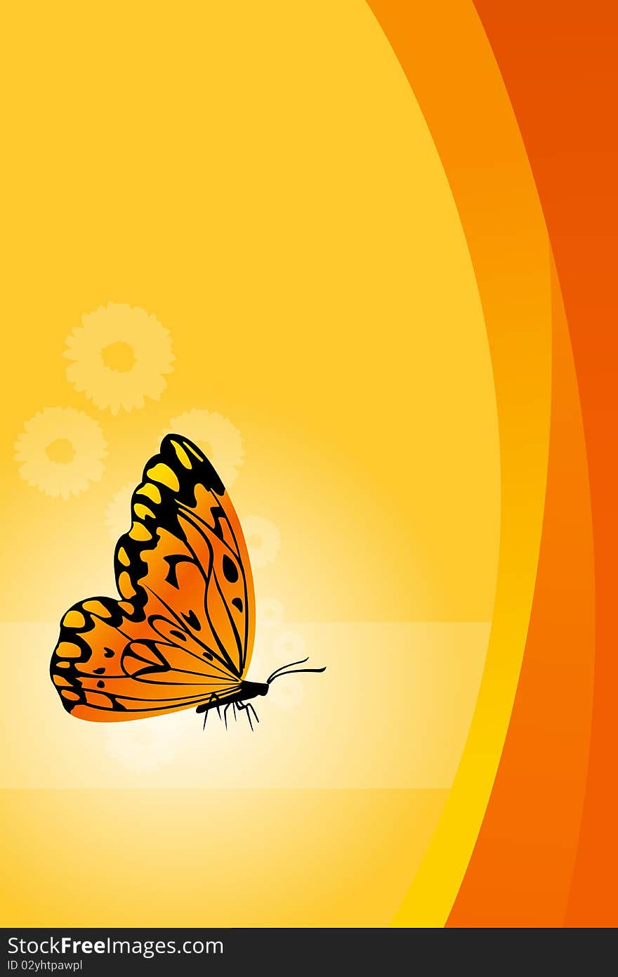 Vector floral background with butterfly