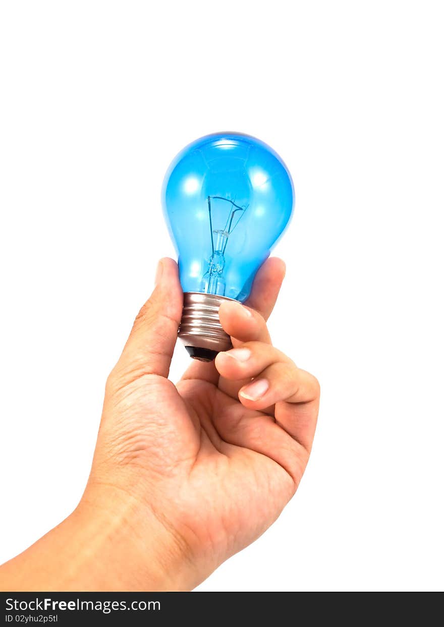 Lightbulb in a hand isolated on white background. Lightbulb in a hand isolated on white background.