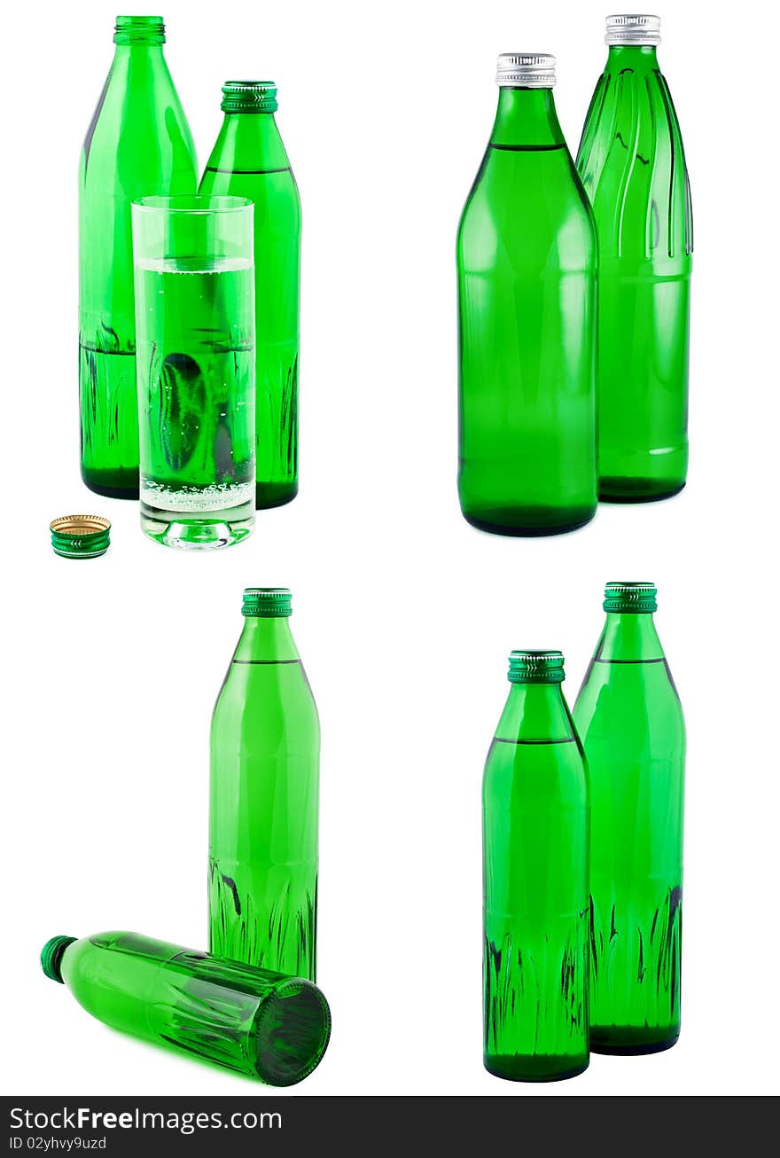 Water in bottles isolated white set. Clipping path. Water in bottles isolated white set. Clipping path.