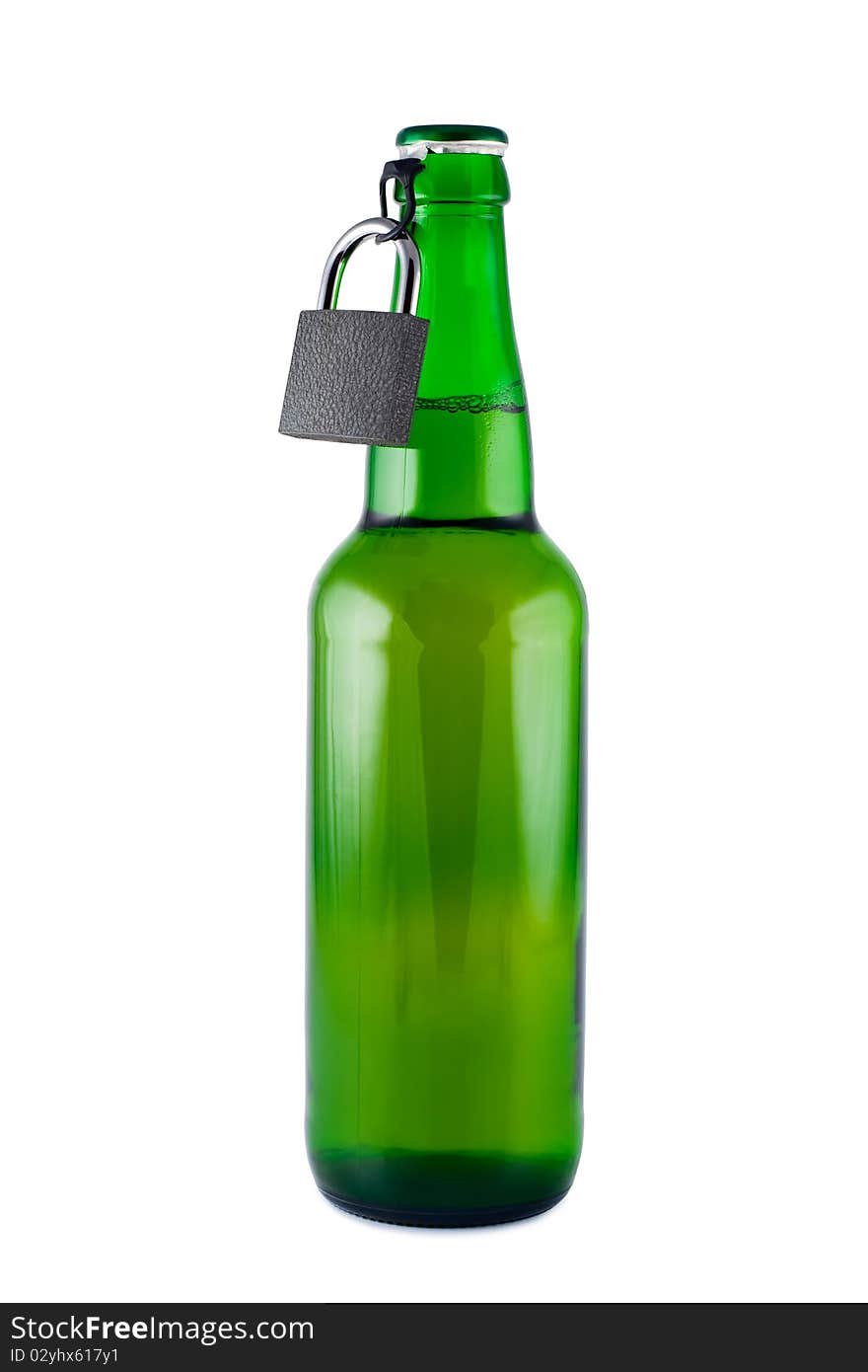 Beer, Bottle, Padlock Isolated.