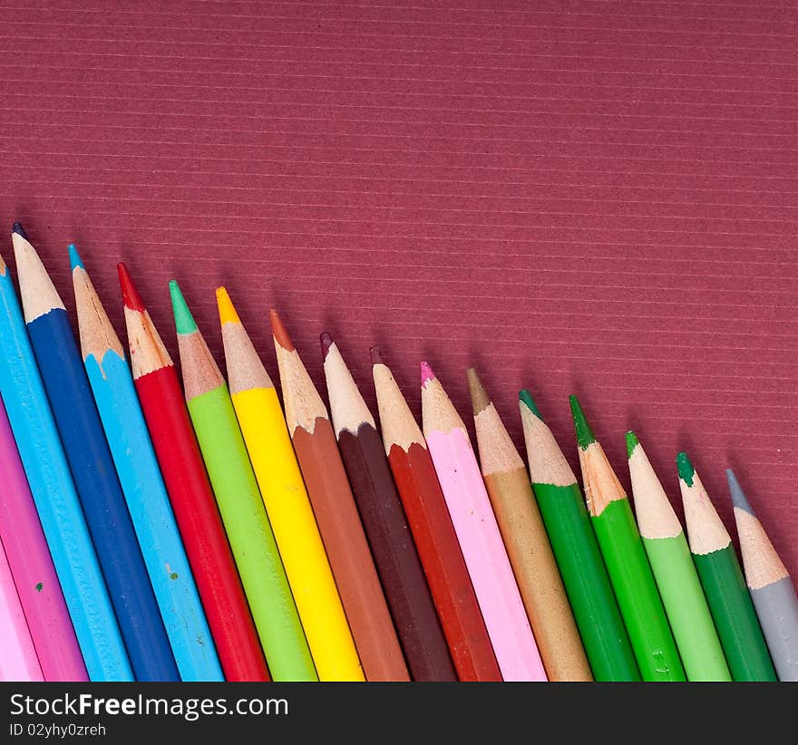 Colored Pencils in Staggered Formation Background