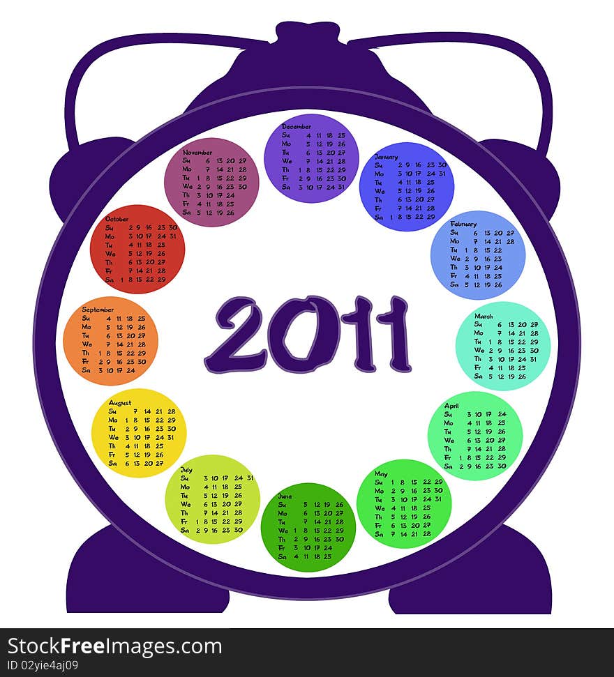 Calendar for year 2011 made as alarm clock. Calendar for year 2011 made as alarm clock