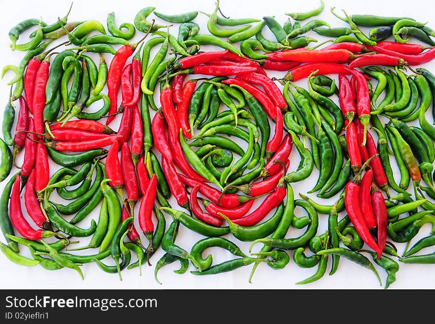 hot wrote with red and green chili peppers