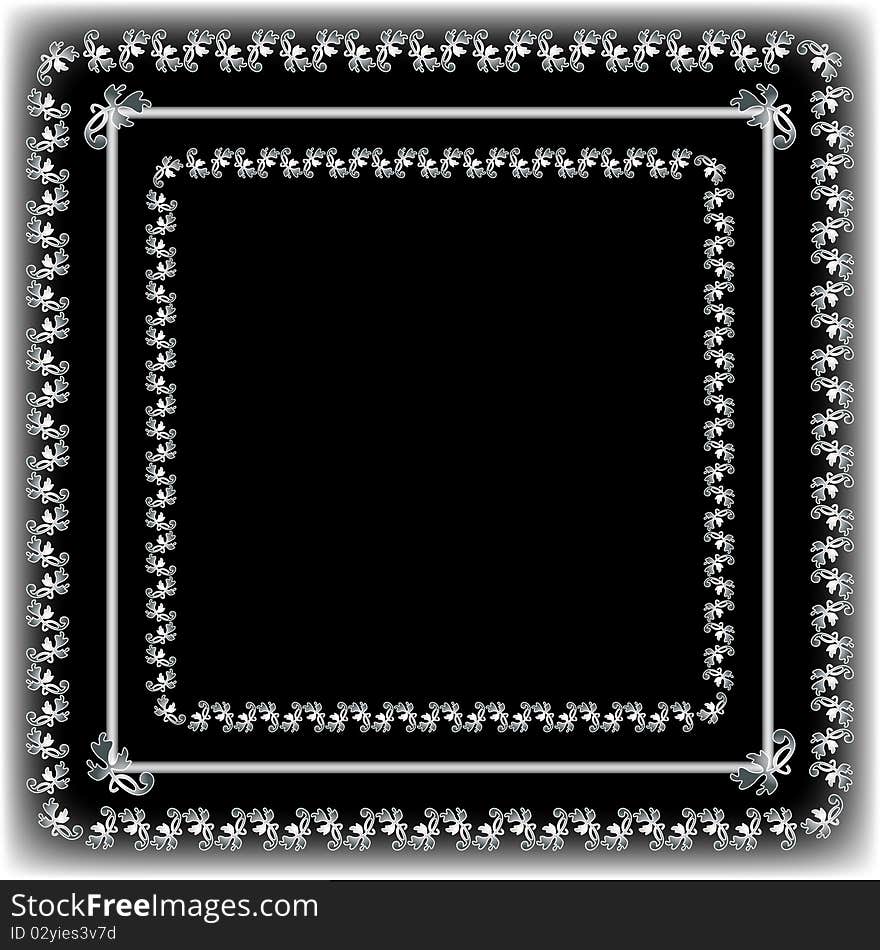 Elegant square shape frame or background in black and white with intricate detail. Elegant square shape frame or background in black and white with intricate detail