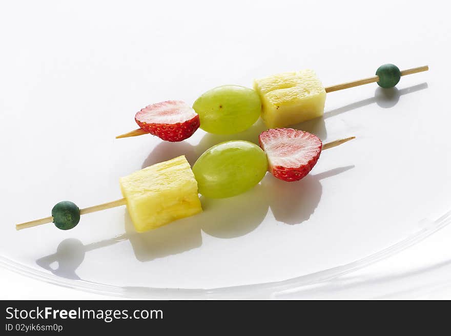 Different sort of fruit canape for a self service buffet