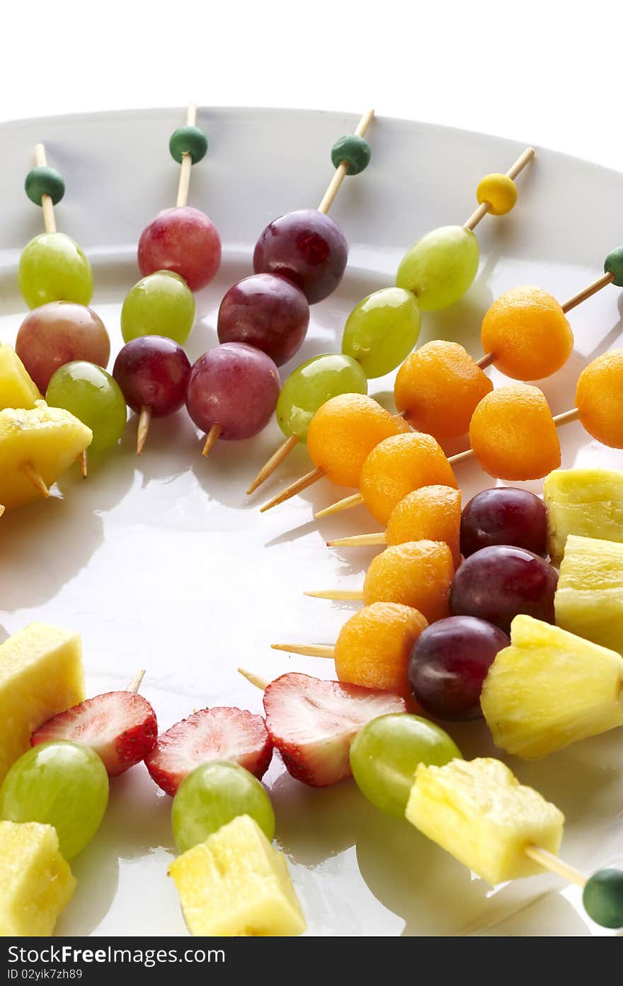 Different sort of fruit canape for a self service buffet