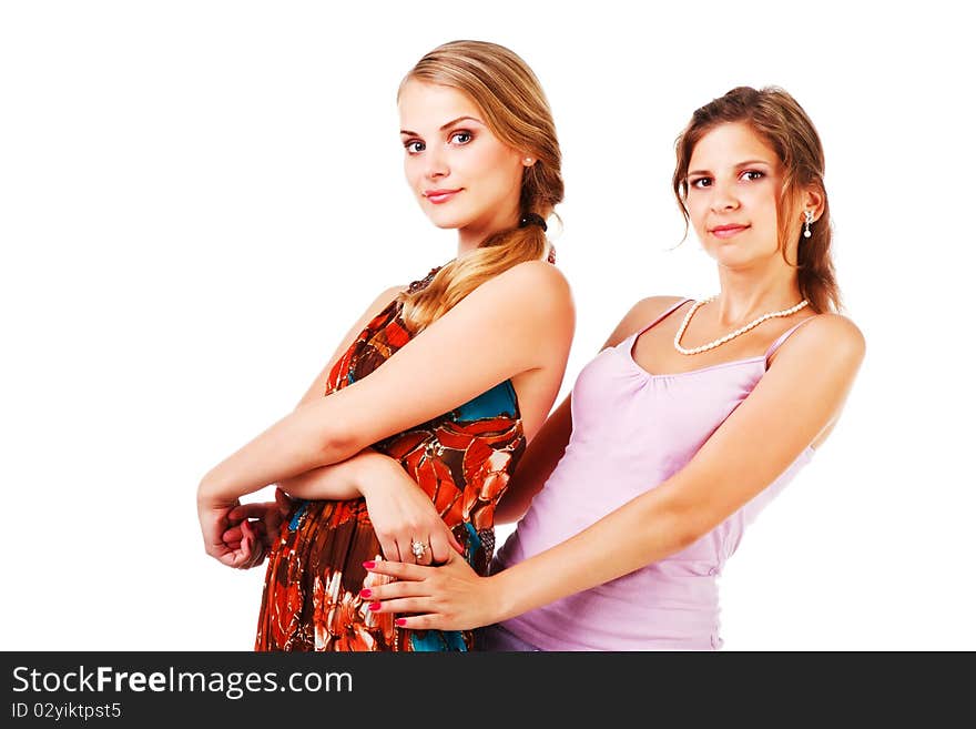 Charming young girls in colorful dress