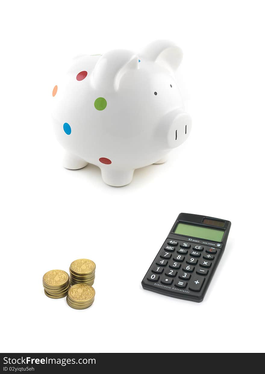 A piggy bank isolated against a white background