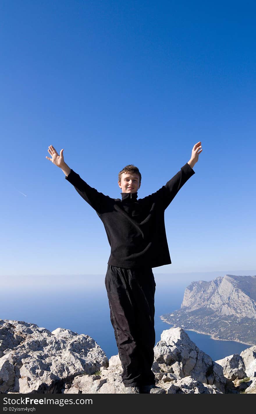 Teenager on a mountain