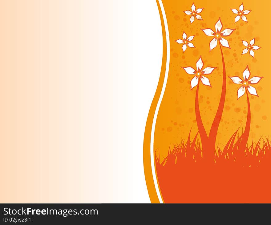 Orange floral abstraction. Includes grass and flowers. Fully . Enjoy!