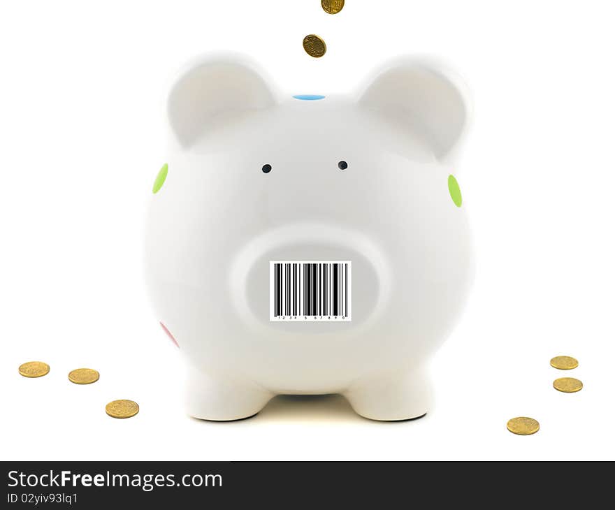 A piggy bank isolated against a white background