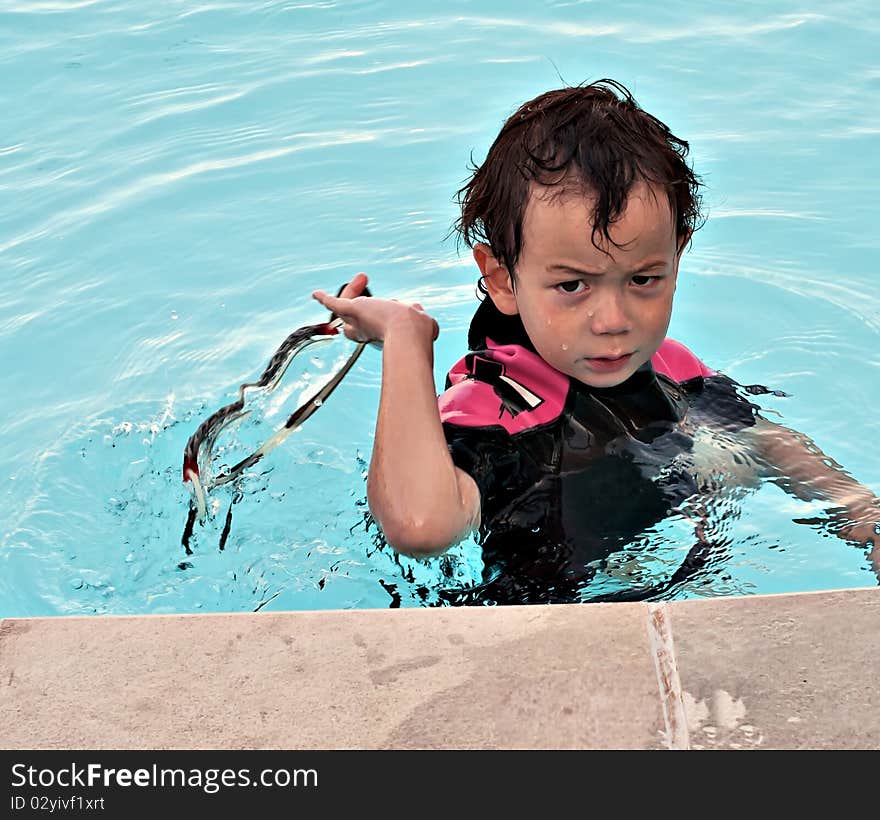 Angry Boy in Pool