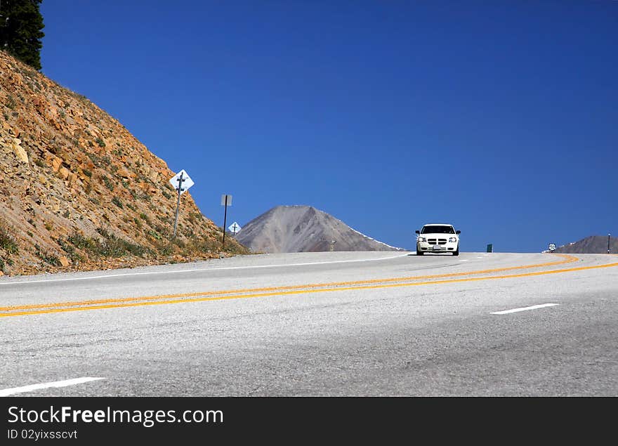 Single car on the mountain high way. Single car on the mountain high way