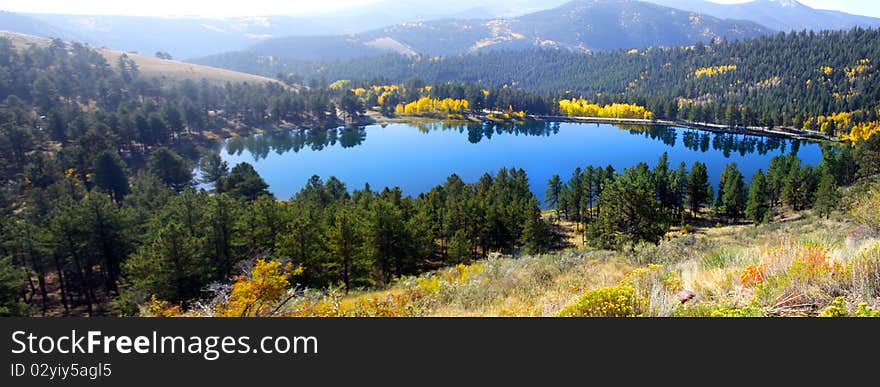 Panoramic view of O 'Haver lake near Poncha springs in Colorado. Panoramic view of O 'Haver lake near Poncha springs in Colorado