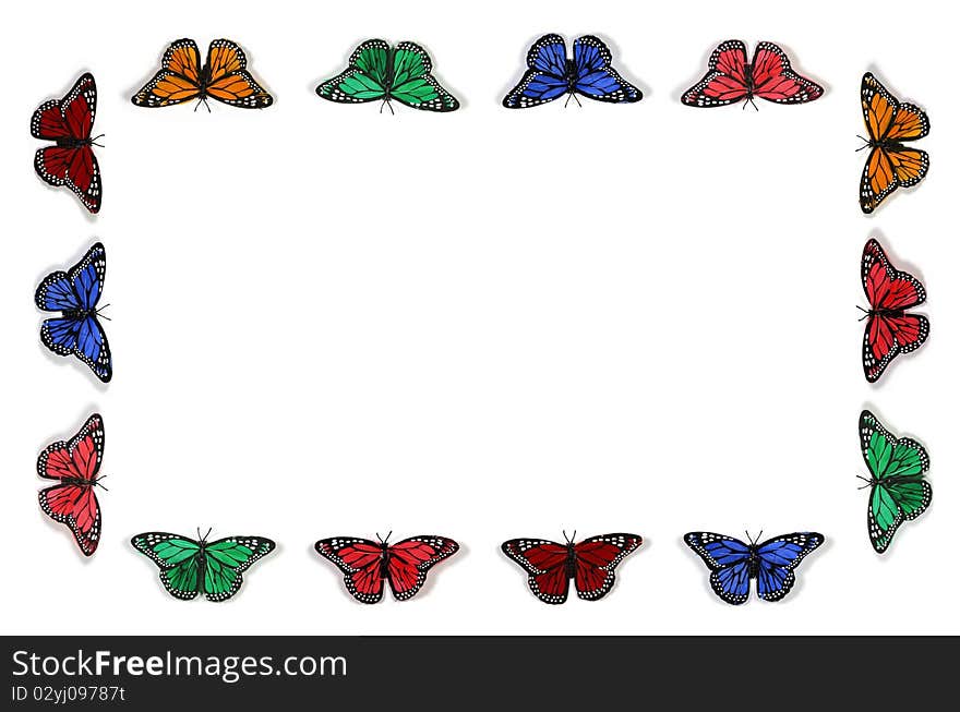 A frame of multi-colored butterflys. A frame of multi-colored butterflys
