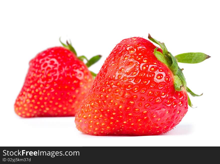 Strawberry isolated on white, closed-up