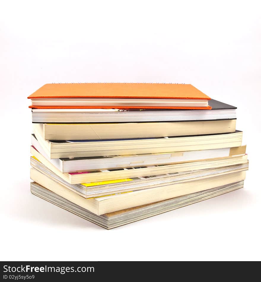 Book heap isolated on white background