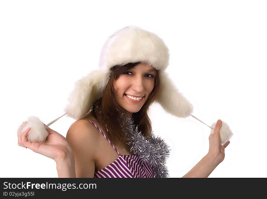 Girl in a cap with earflaps