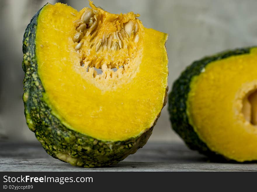 Close up of pumpkin slices