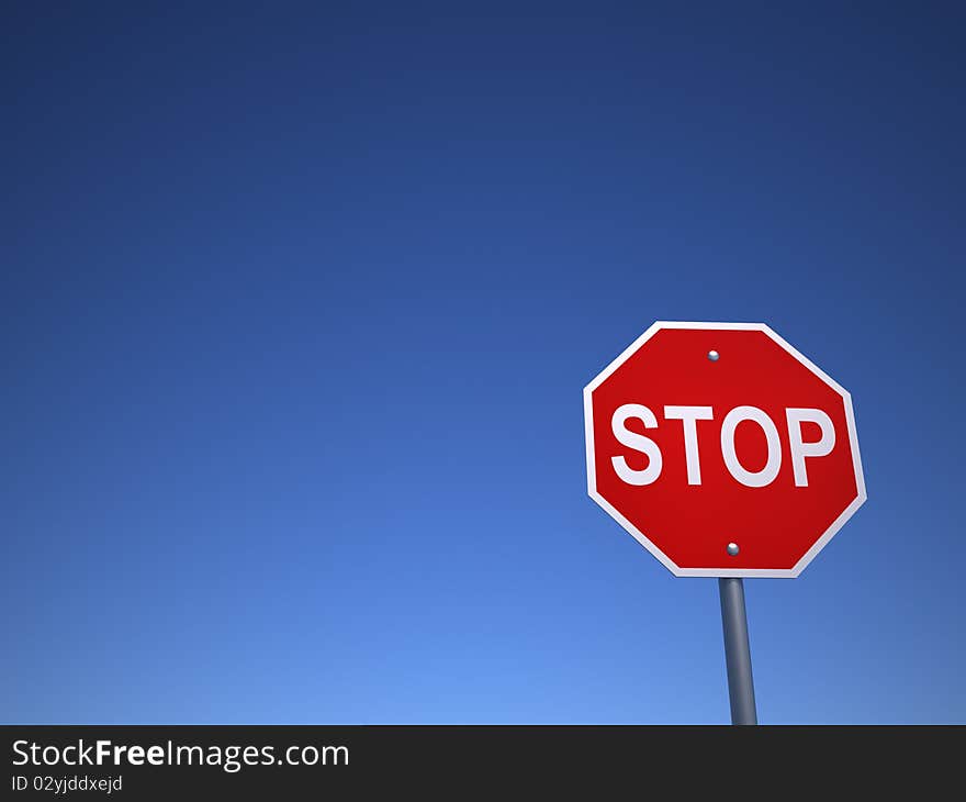 Stop sign - this is a 3d render illustration. Stop sign - this is a 3d render illustration