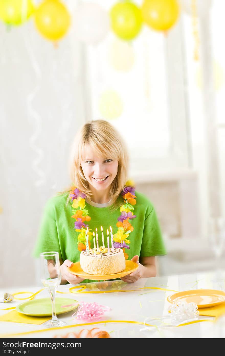 Happy girl at her birthday