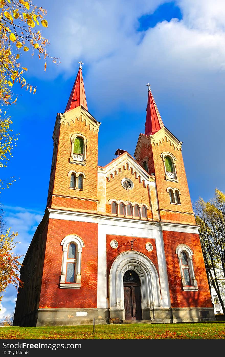 The Luteran church on a blue sky bacground. The Luteran church on a blue sky bacground