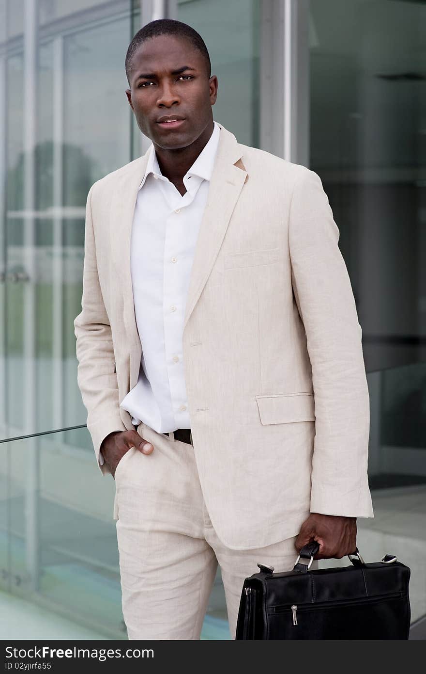 Attractive Businessman outside his office