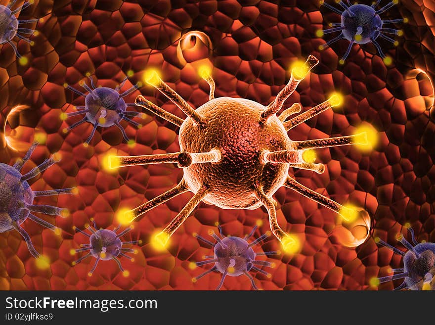 Highly rendering of virus in attractive background